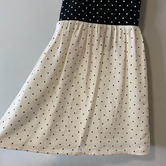 Handmade Children's Black Off White Polka Dot 100% Cotton Elastic Straps Dress - Picture 8 of 13